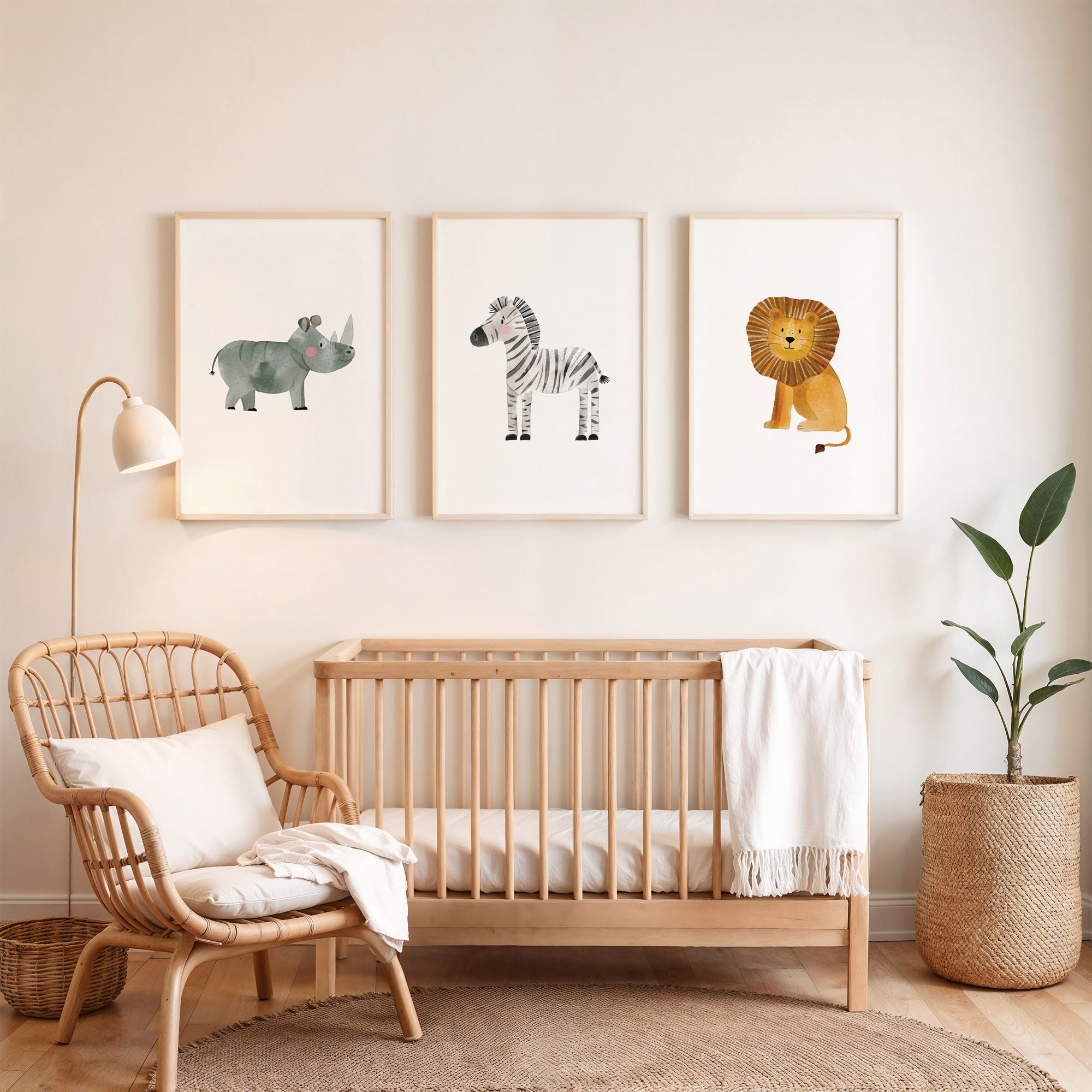 🦏 Nashorn Kunstdruck – Aquarell Poster für Kinderzimmer & Babyzimmer | Personalisierbar & Nachhaltig