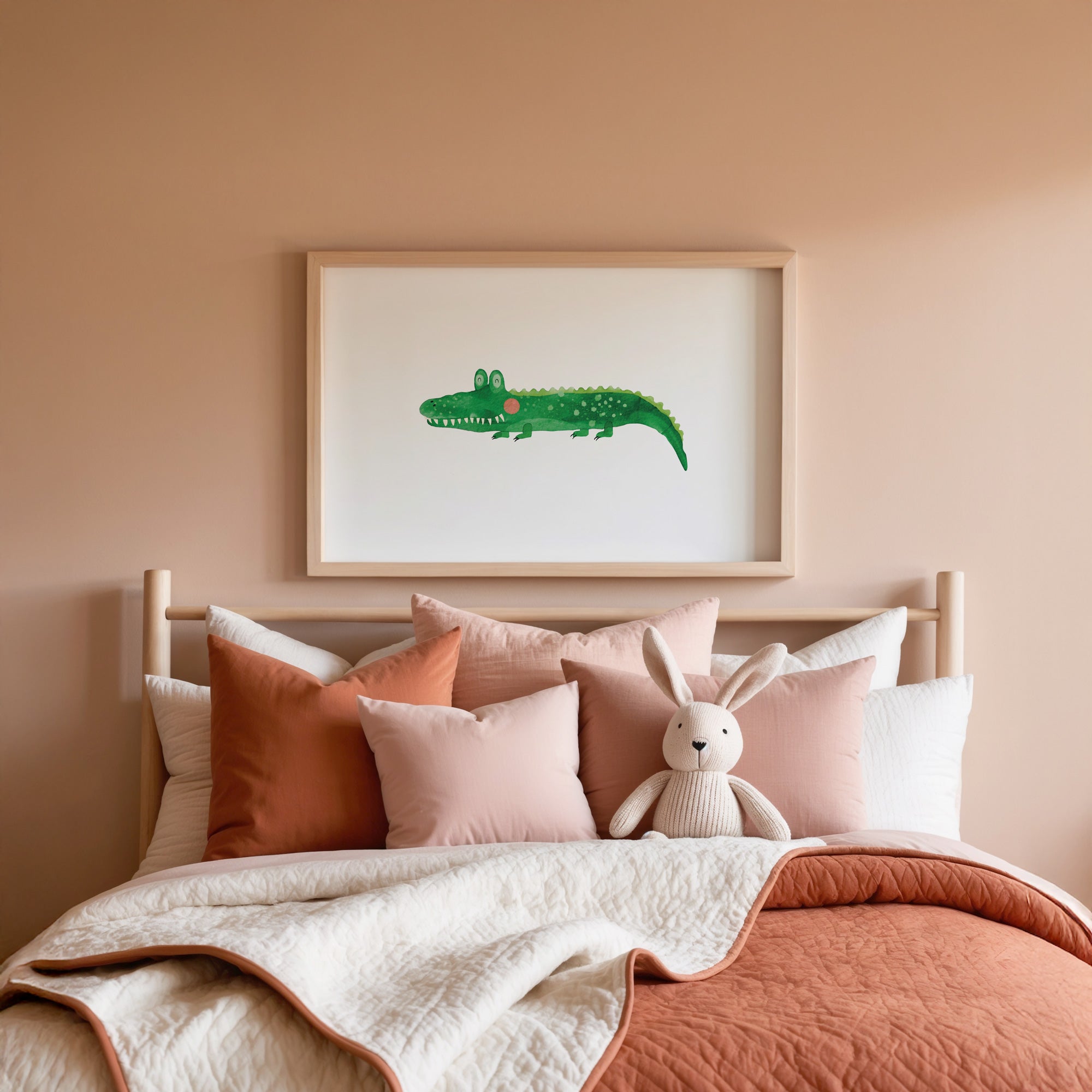 🐊 Krokodil Kunstdruck – Aquarell Poster für Kinderzimmer & Babyzimmer | Personalisierbar & Nachhaltig