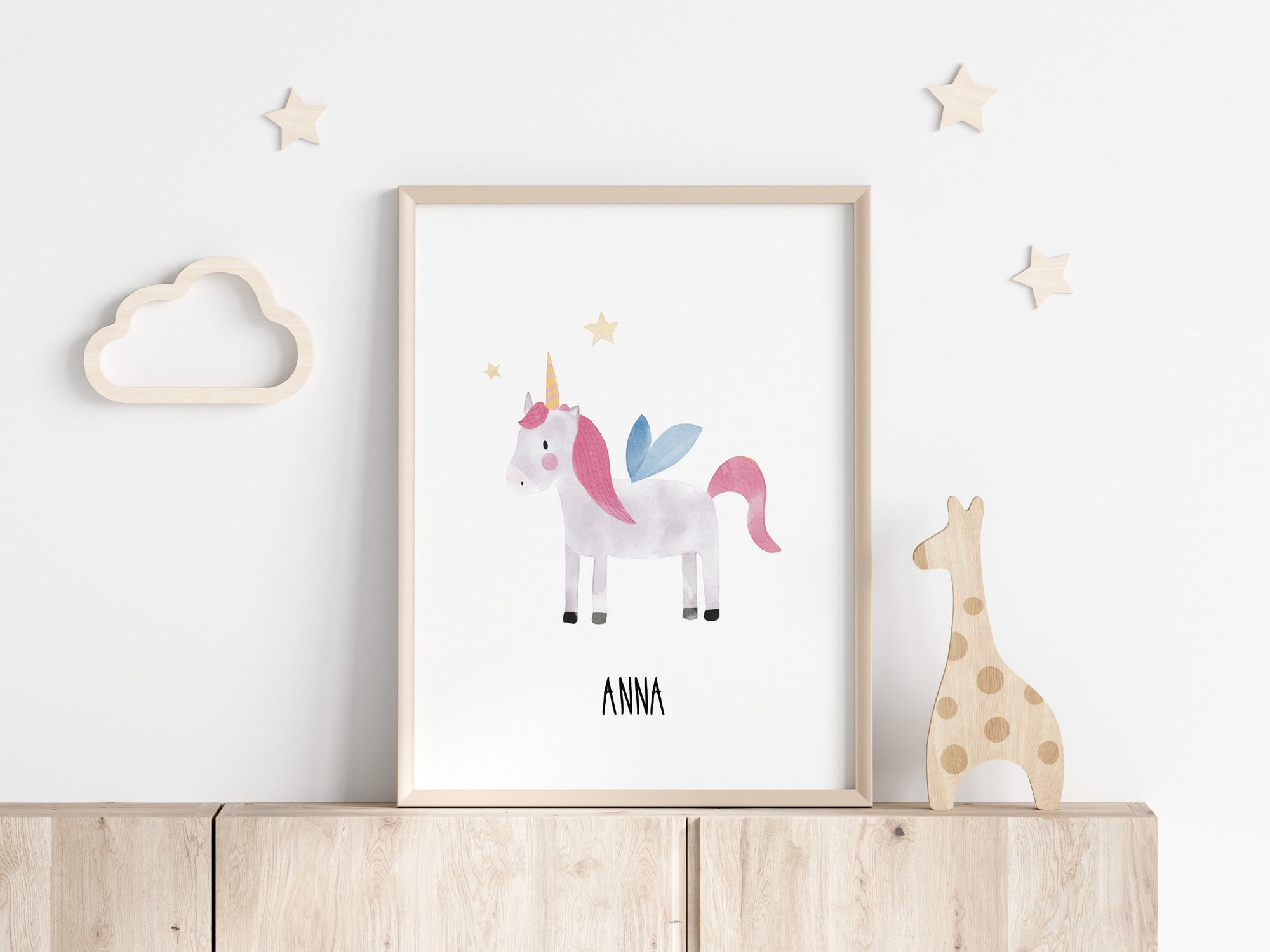 🦄 Einhorn Kunstdruck – Zauberhaftes Aquarell-Poster für Kinderzimmer & Babyzimmer | Hochwertiges Künstlerpapier