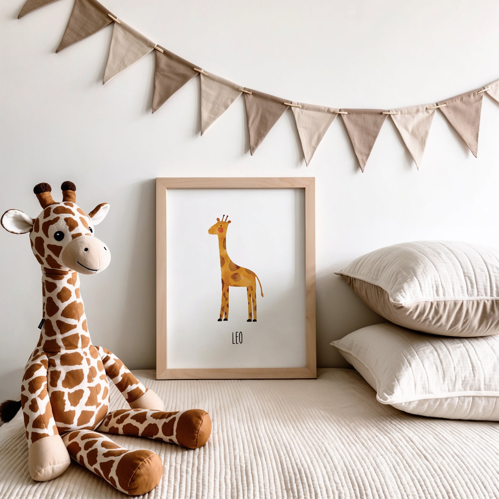 🦒 Giraffen Kunstdruck – Aquarell Poster für Kinderzimmer & Babyzimmer | Personalisierbar & Nachhaltig