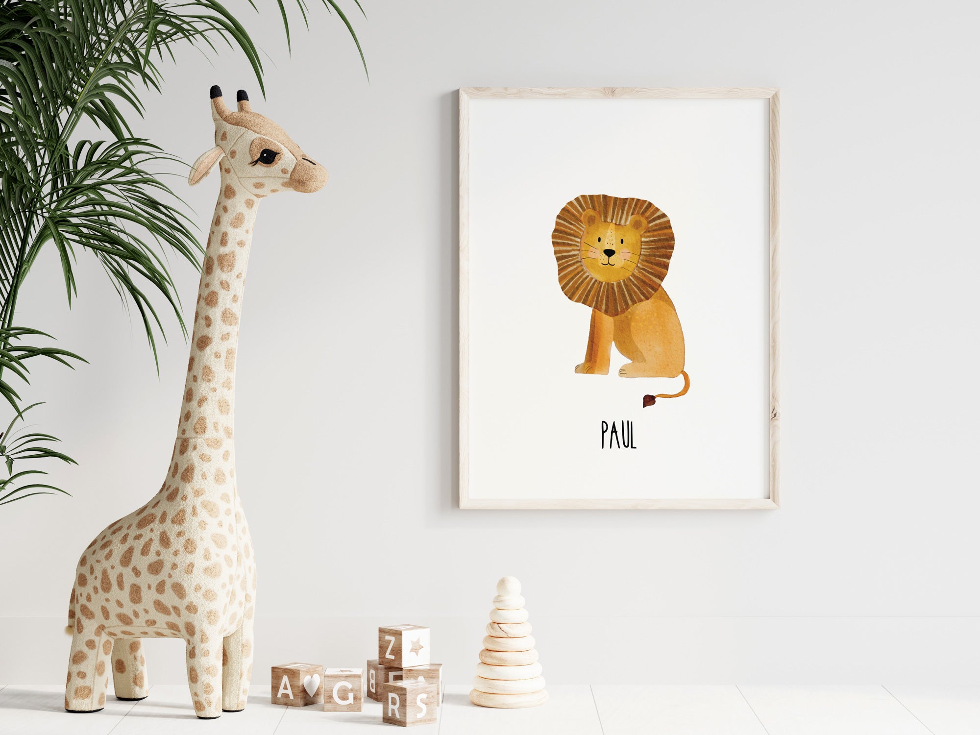 🦁 Löwen Kunstdruck – Aquarell Poster für Kinderzimmer & Babyzimmer | Personalisierbar & Nachhaltig