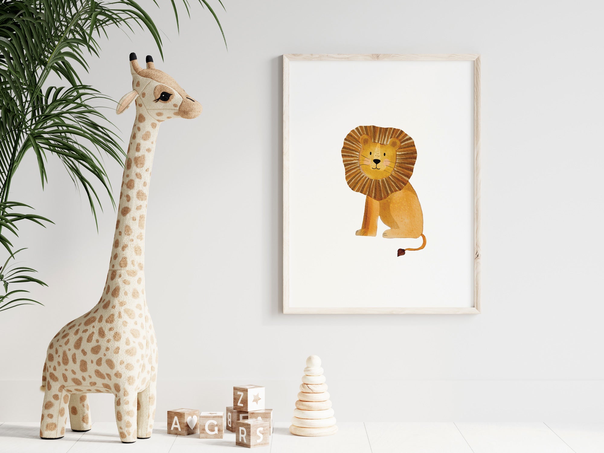 🦁 Löwen Kunstdruck – Aquarell Poster für Kinderzimmer & Babyzimmer | Personalisierbar & Nachhaltig